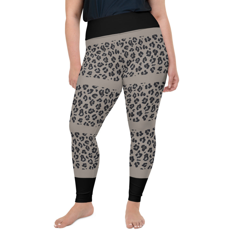 Leopard Print Plus Size Leggings - light colour