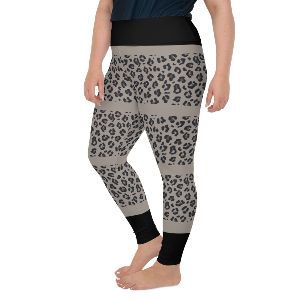 Leopard Print Plus Size Leggings - light colour