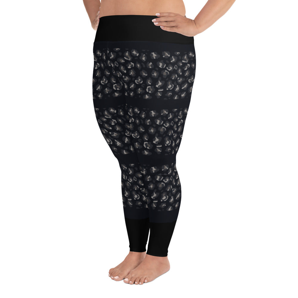 Leopard Print Plus Size Leggings Plus Size Leggings - Black