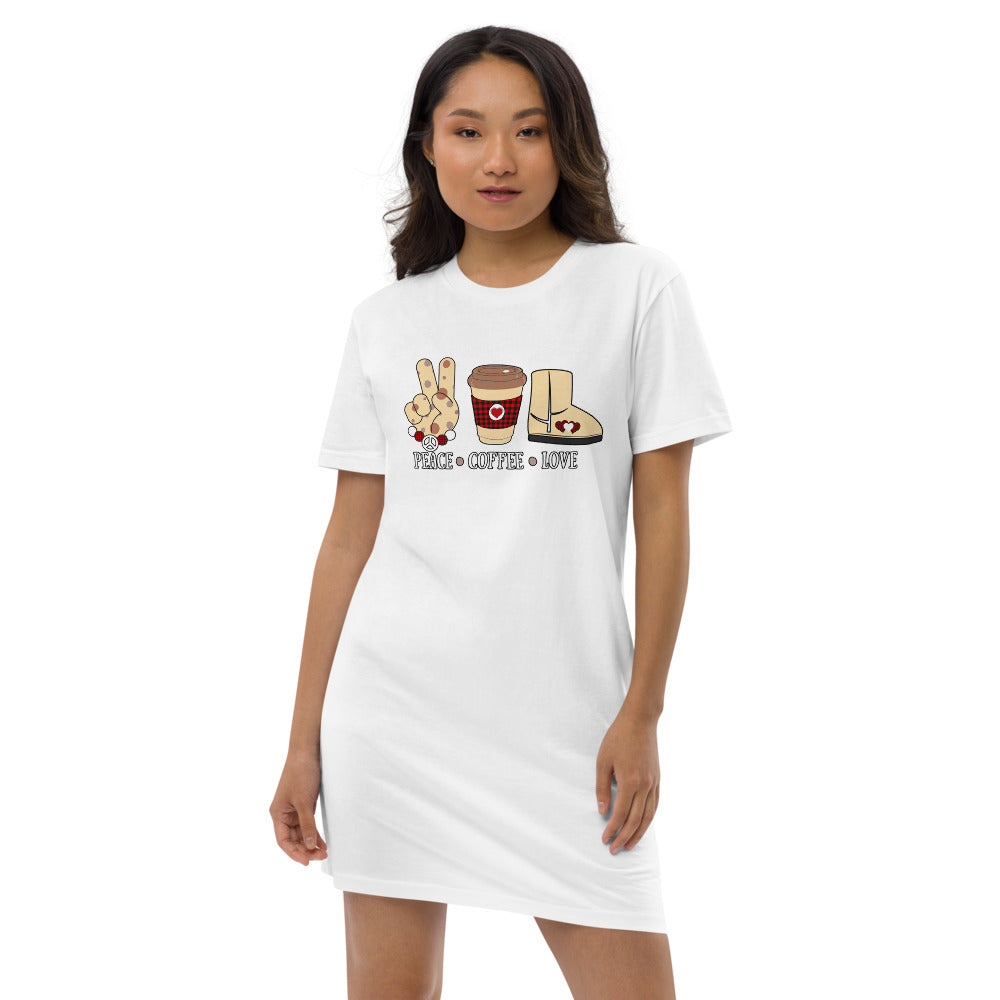 Peace Coffee Love Organic cotton t-shirt dress