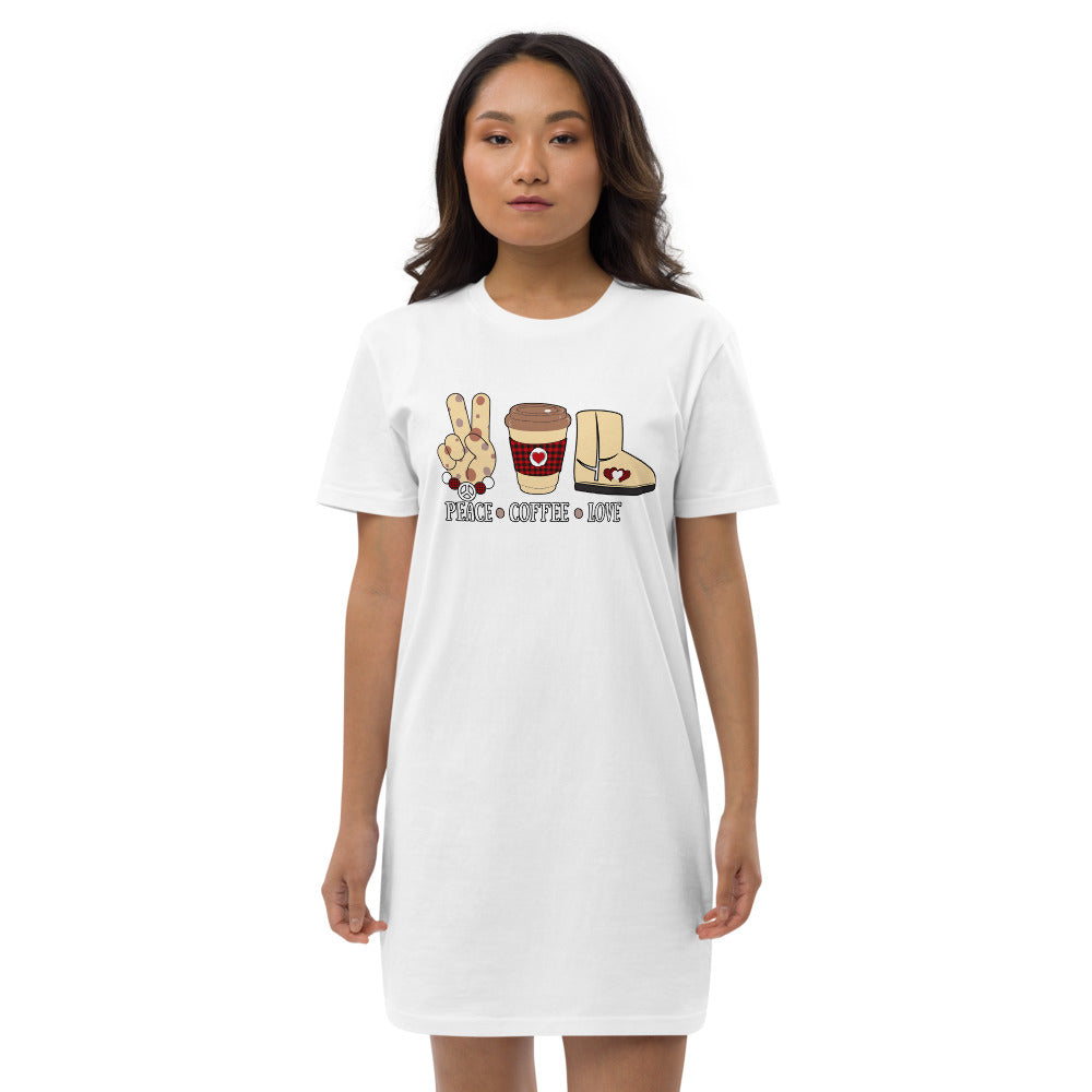 Peace Coffee Love Organic cotton t-shirt dress